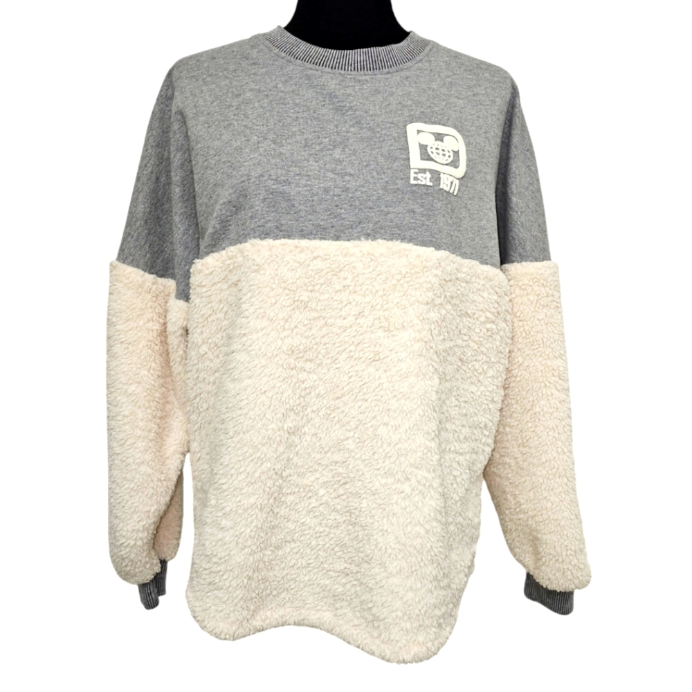 Walt Disney World Gray and Cream Women's Size S Sherpa Sweatshirt